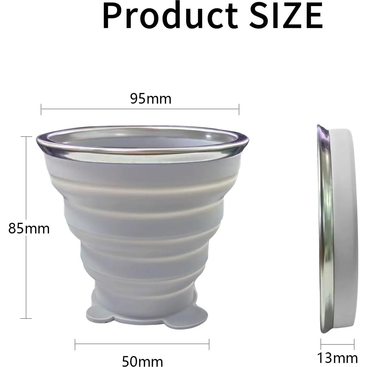 Tazas Plegables de Silicona Nintora-C 180ml - 2 Pcs Gris y Verde