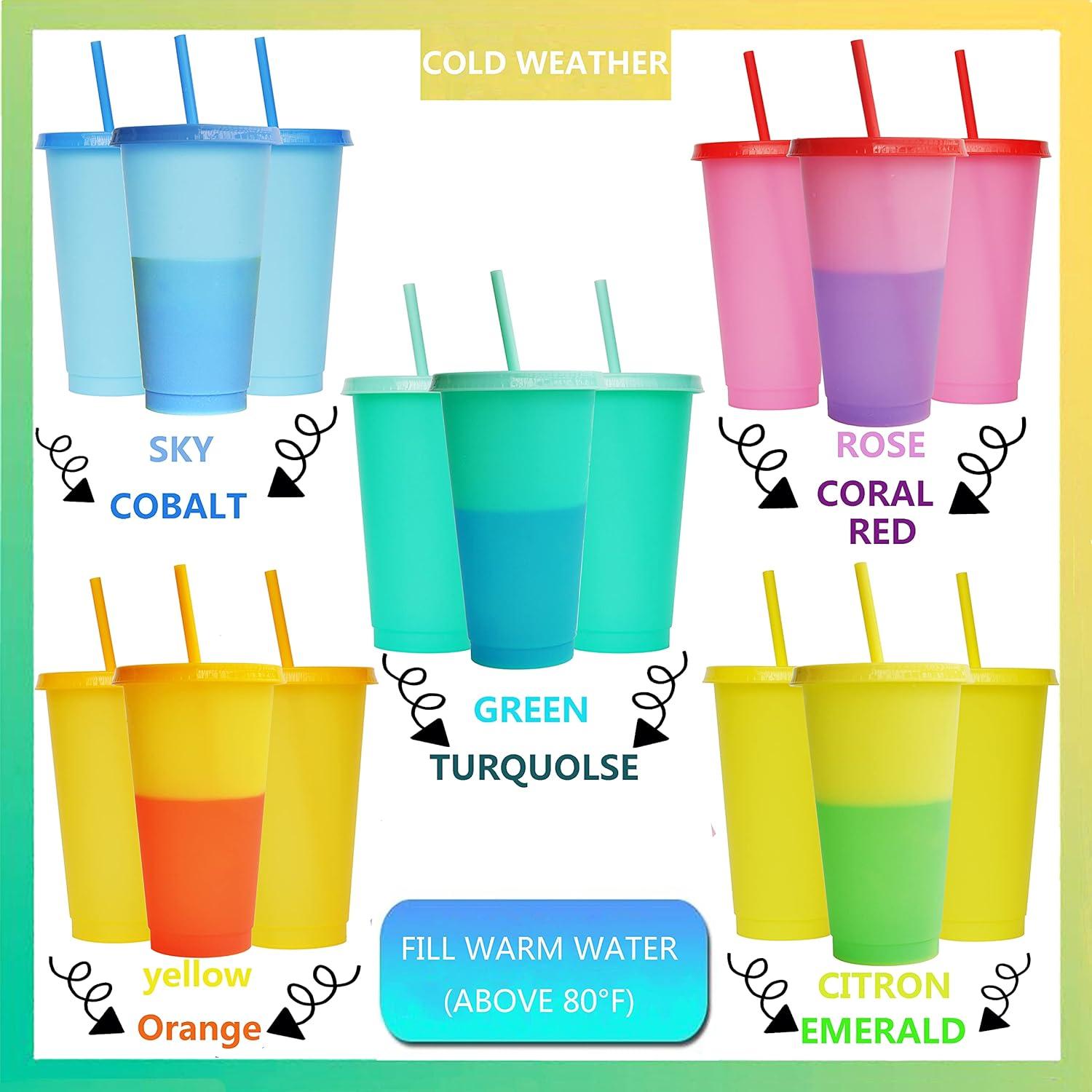 Tazas de plástico reutilizables Alohastarttg, 5 unidades, 720ml, cambian de color