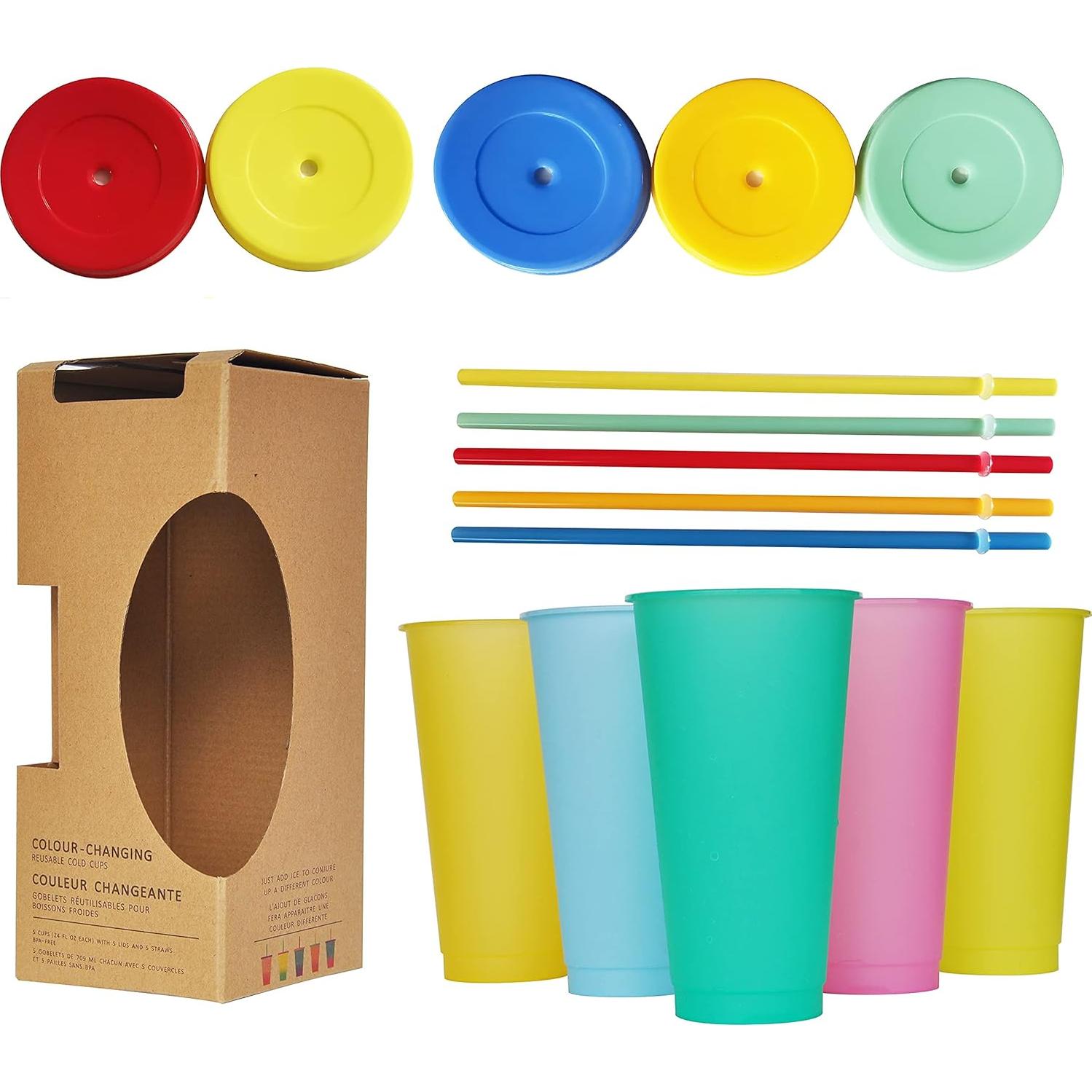 Tazas de plástico reutilizables Alohastarttg, 5 unidades, 720ml, cambian de color