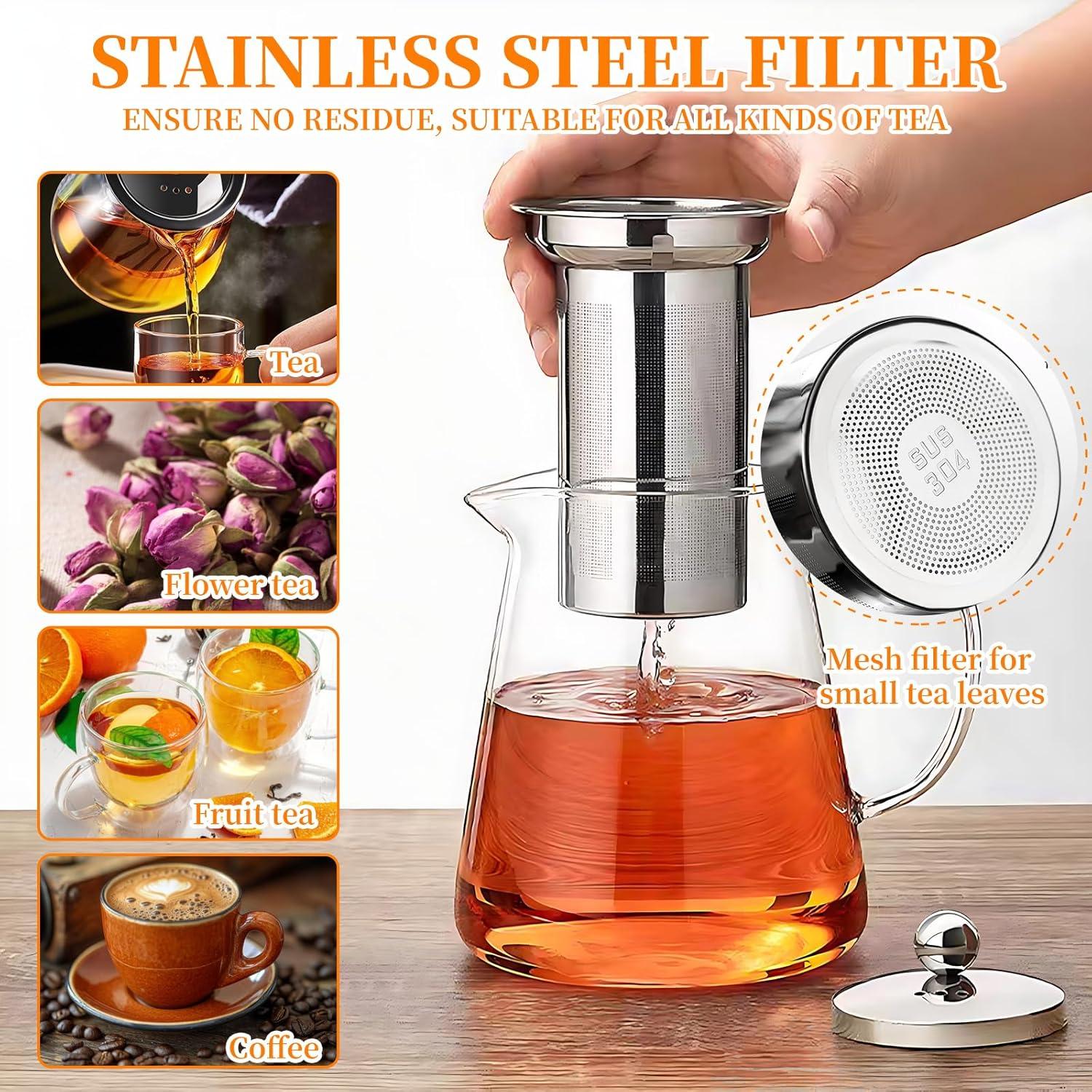 Tetera de vidrio BanYakong 550ML con infusor de acero inoxidable