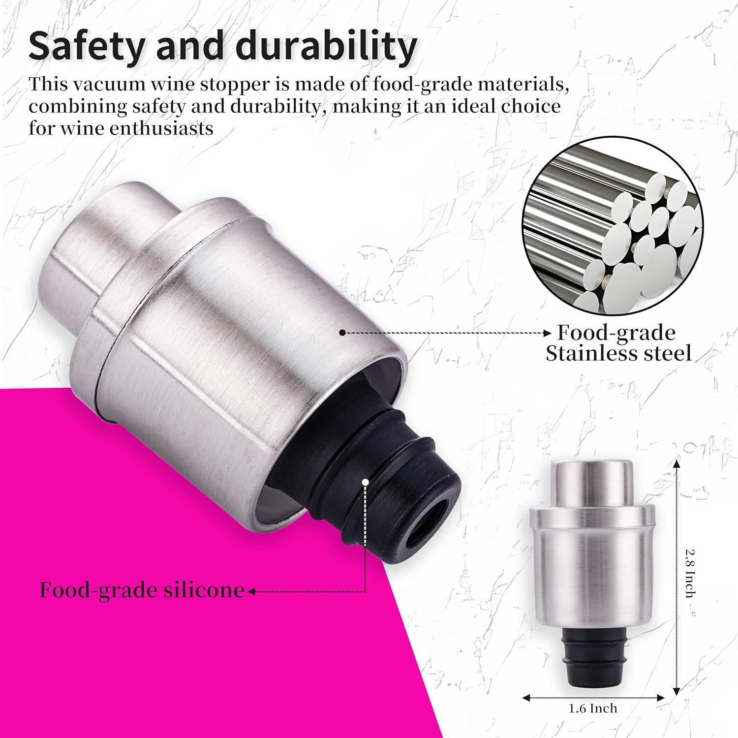 Tapones de Vino al Vacío VACUMASTER - Acero Inoxidable, 2 Unidades