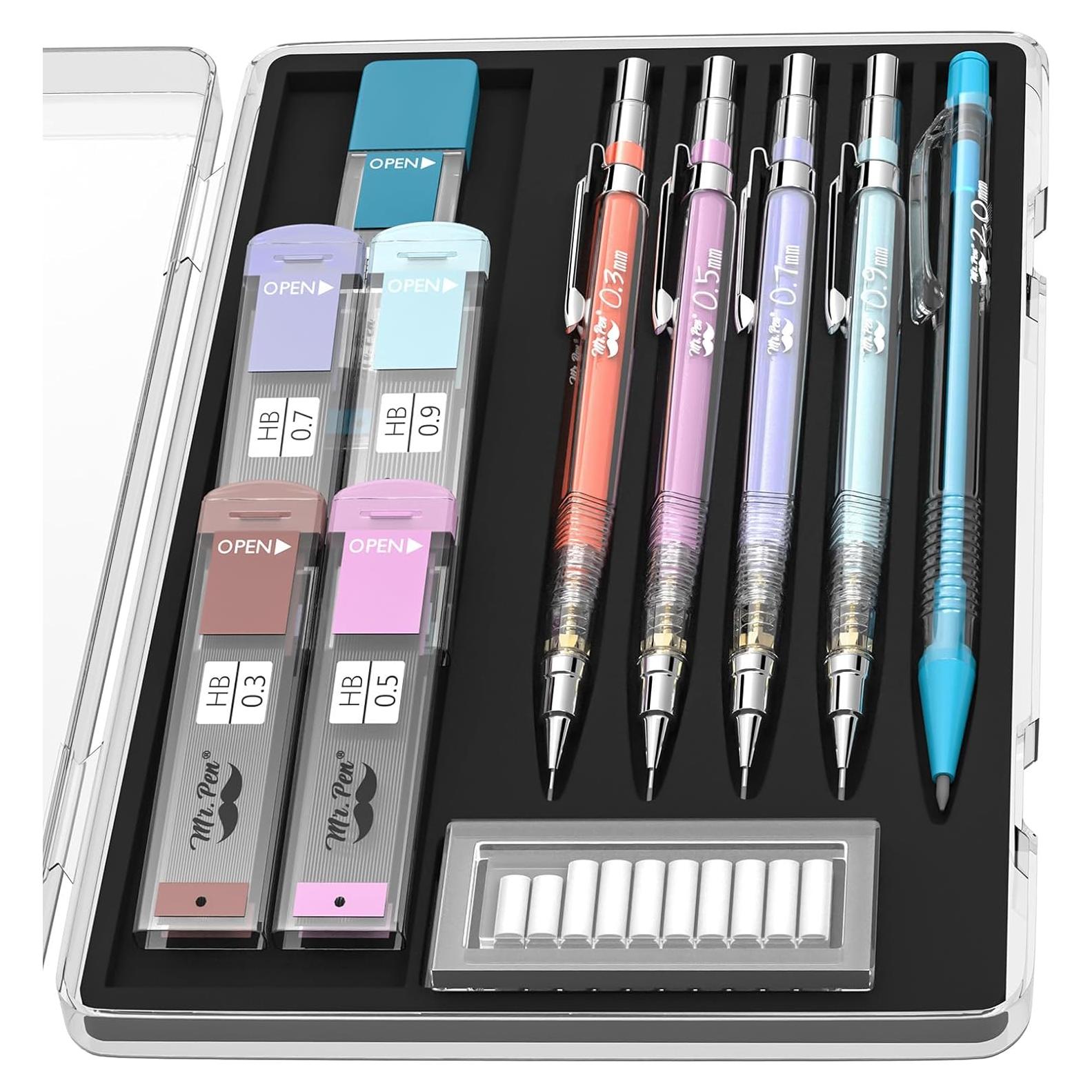 Juego de Lápices Mecánicos Mr. Pen 5 Tamaños 0.3 a 2mm