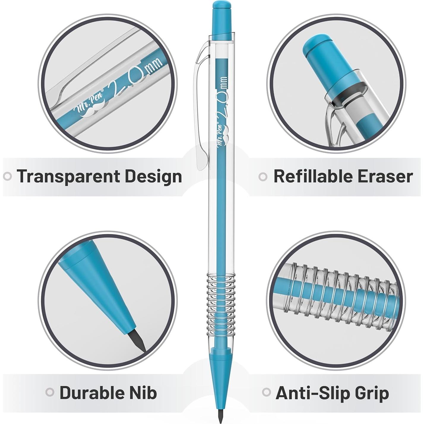 Juego de Lápices Mecánicos Mr. Pen 5 Tamaños 0.3 a 2mm