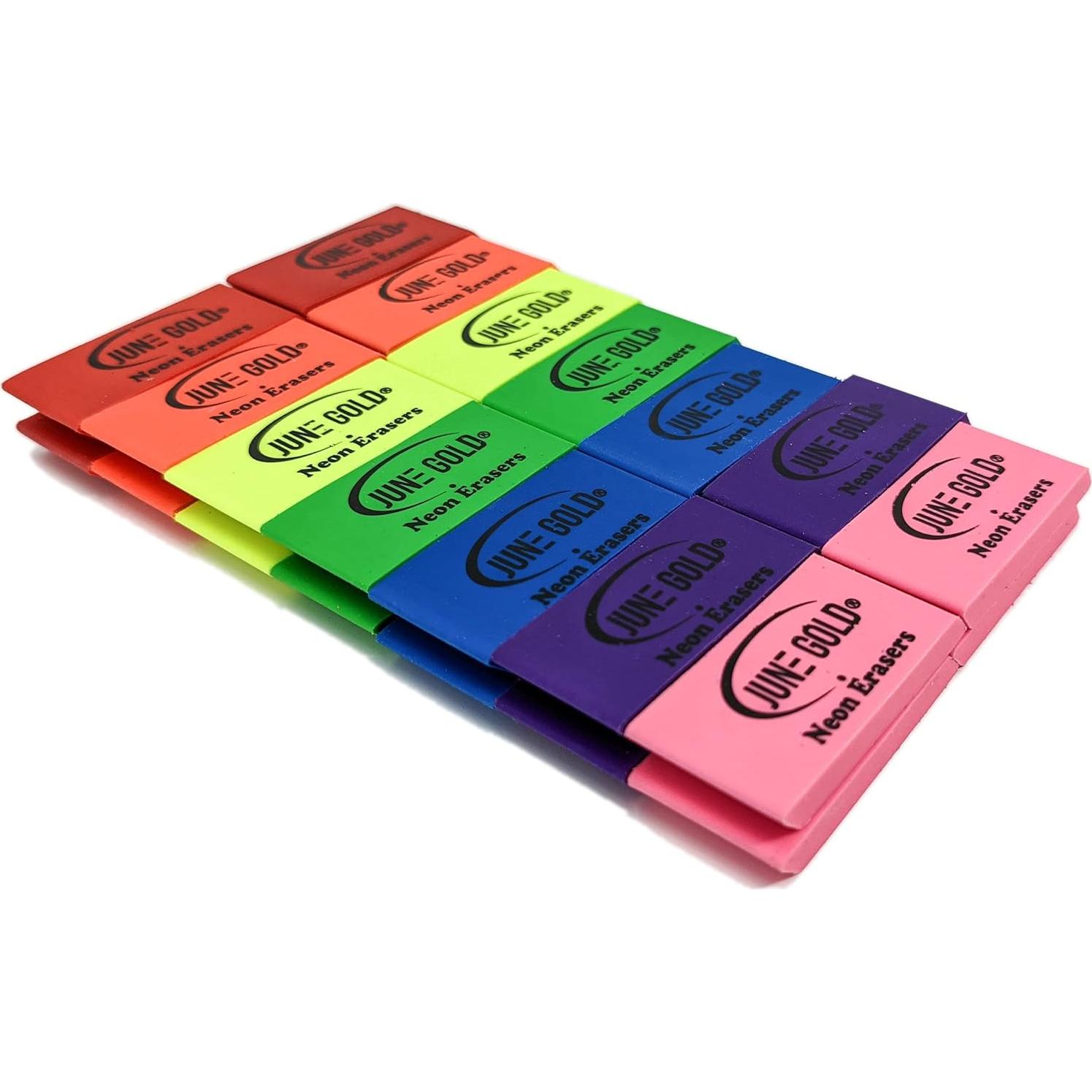 Borradores de goma neón June Gold - Set de 28 unidades