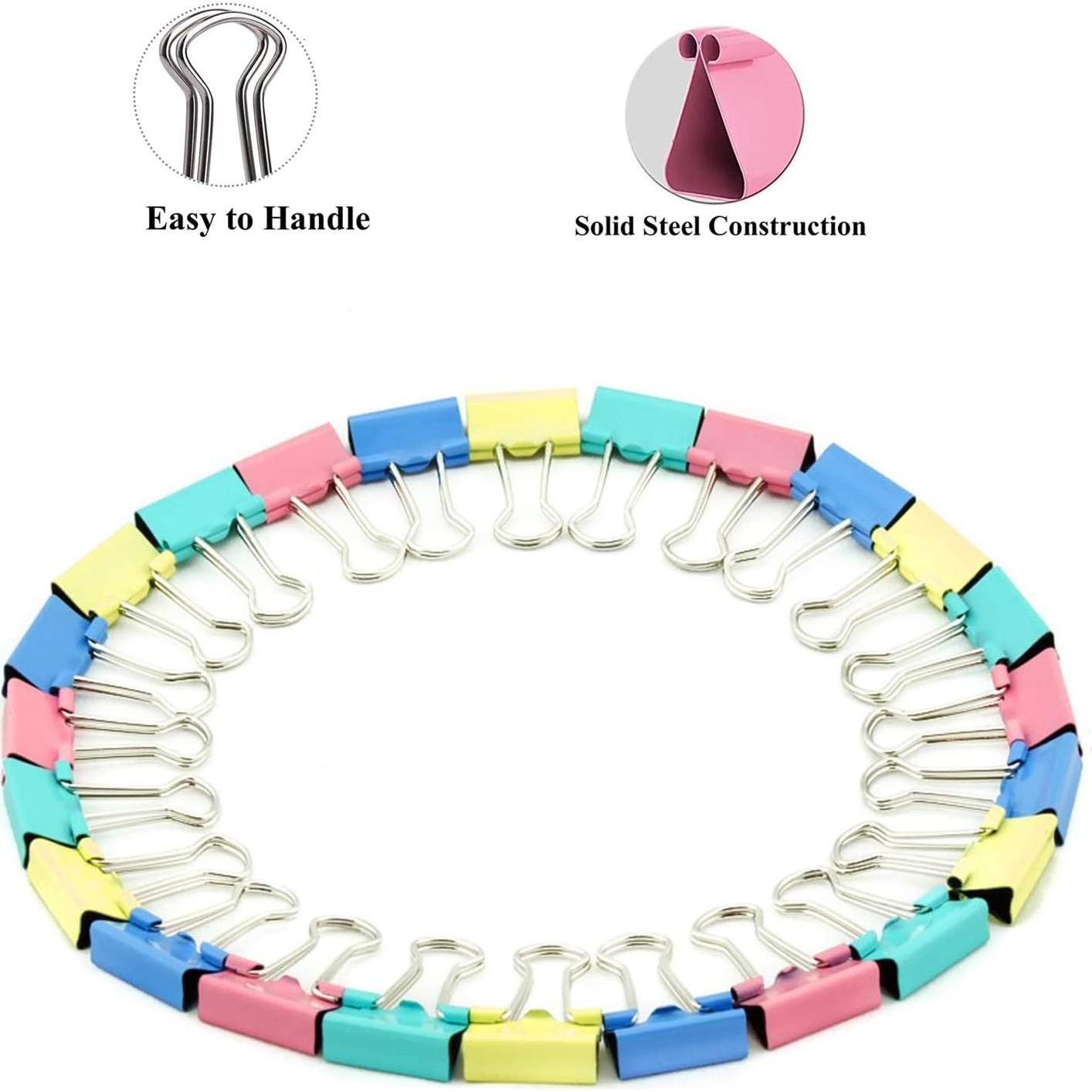 Clips de Carpeta Pequeños Ufmarine 1" Coloridos 64 Pcs