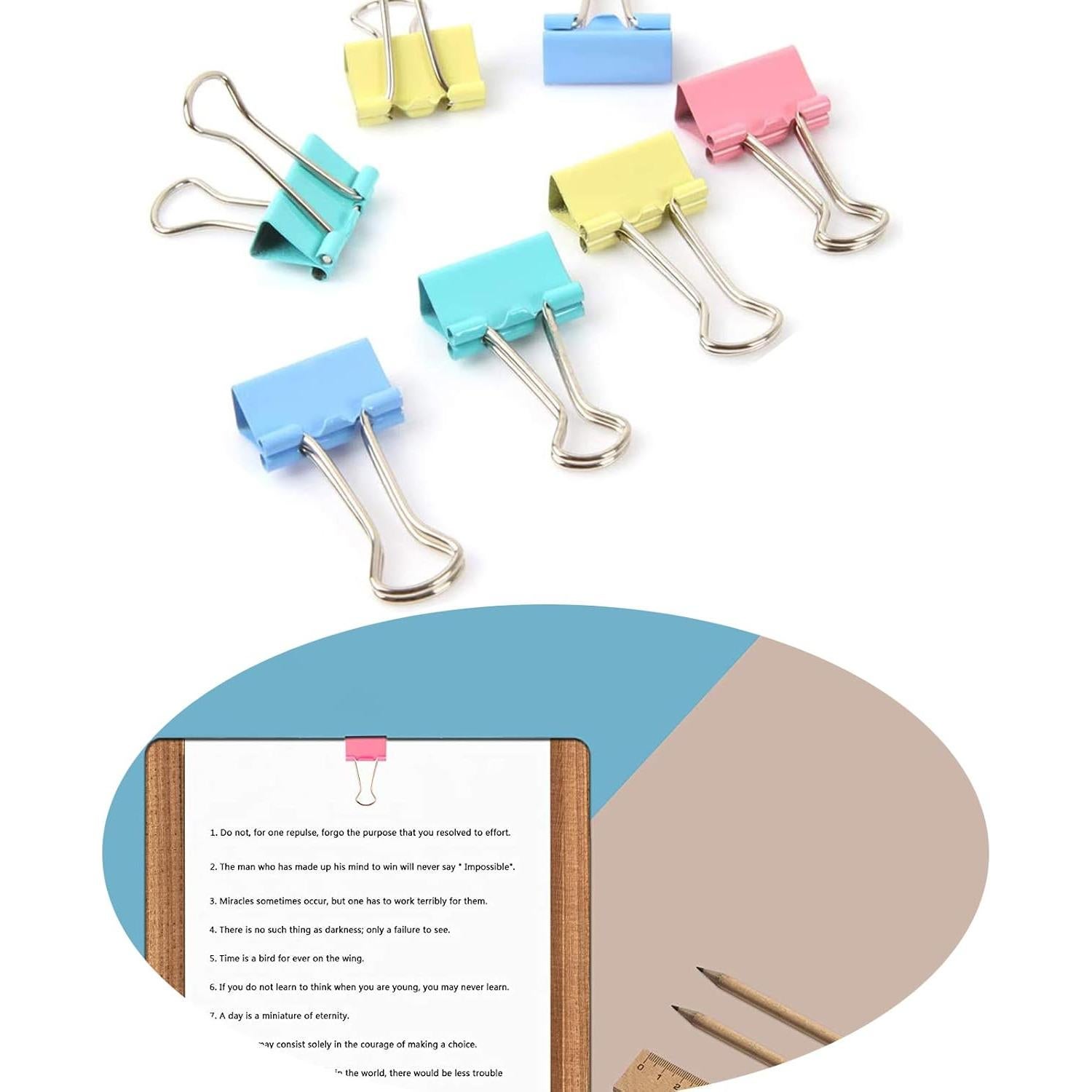 Clips de Carpeta Pequeños Ufmarine 1" Coloridos 64 Pcs