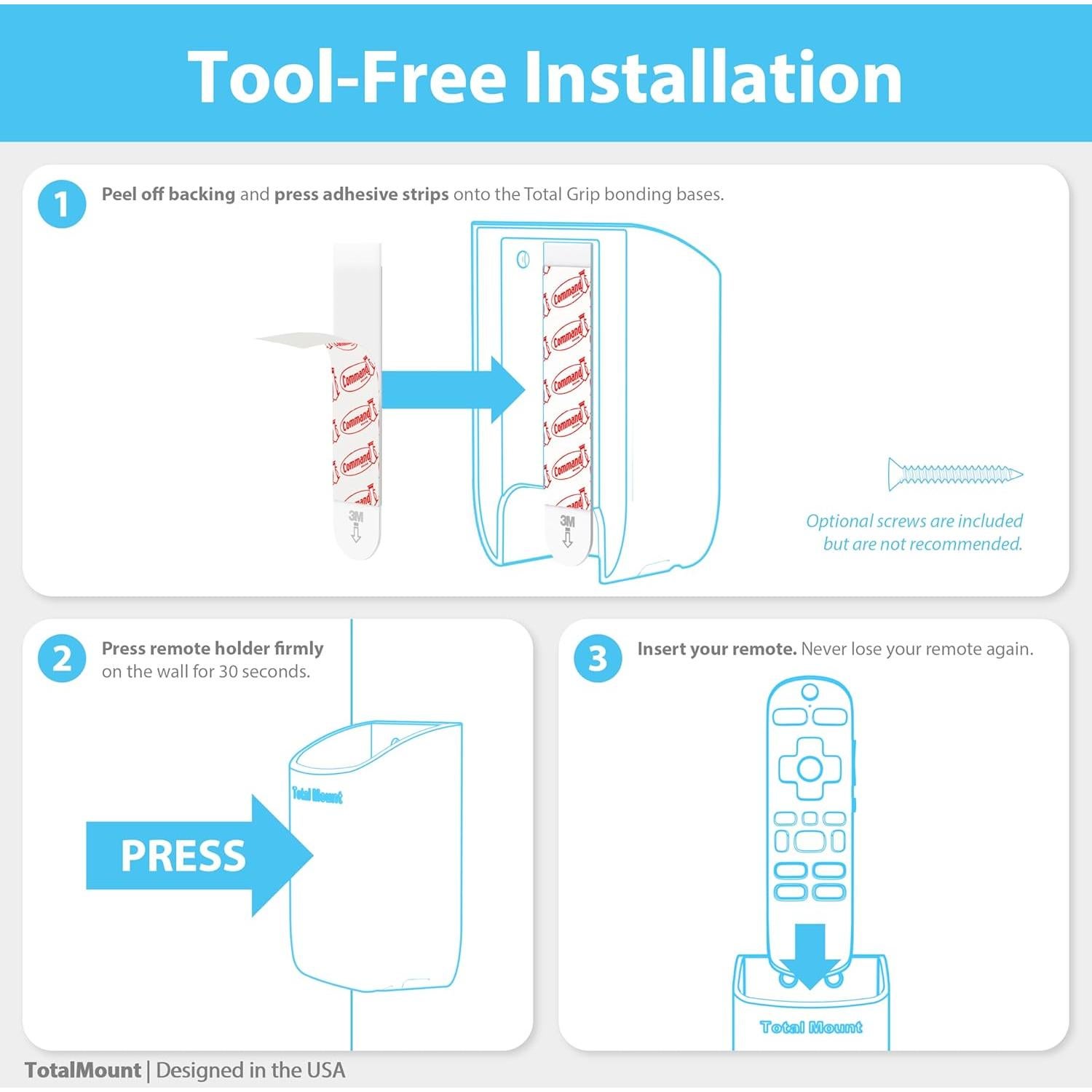 Soportes de Control Remoto TotalMount - Adhesivo Removible, 2 Piezas