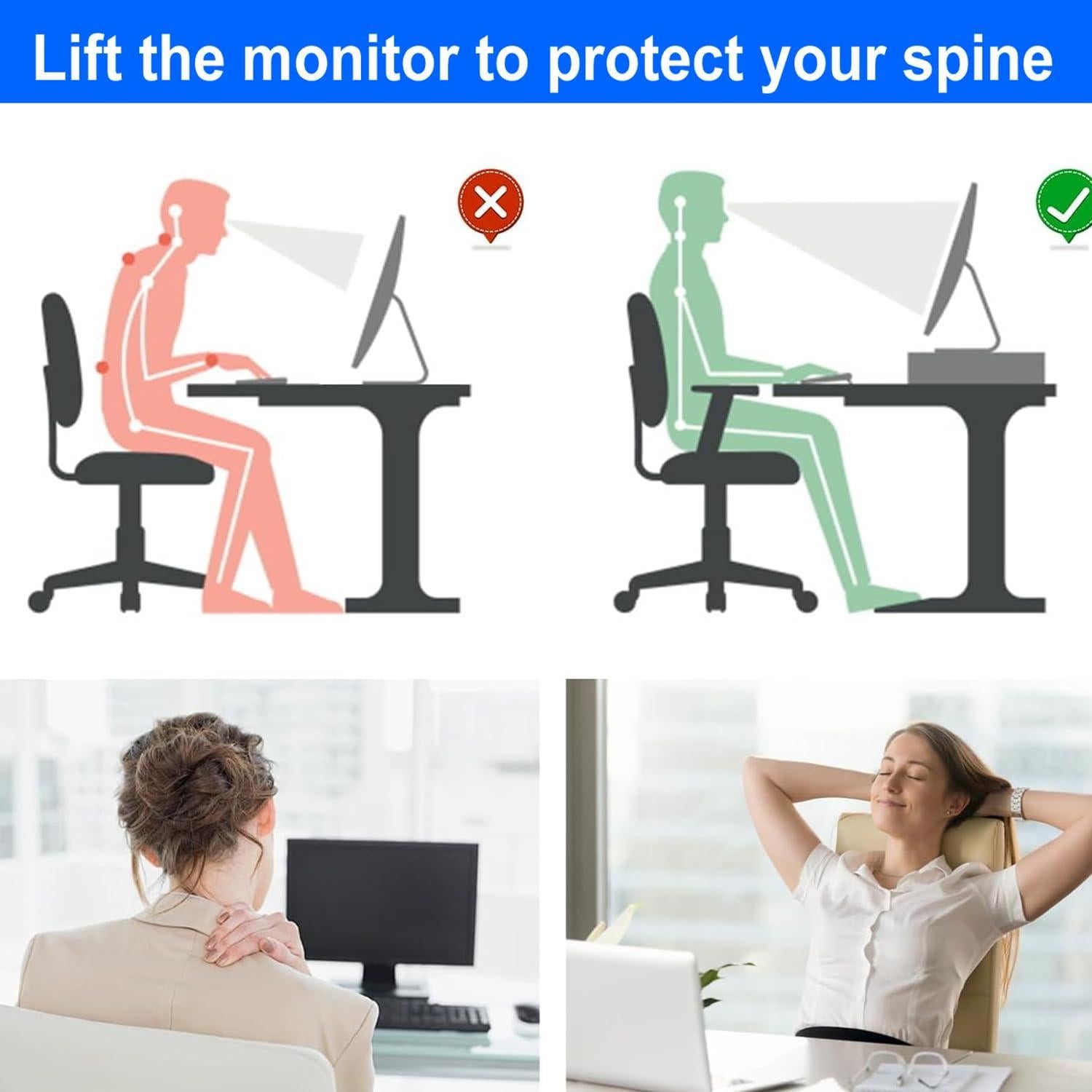 Soporte para Monitor Gianotter con Cajón y Sujetapapeles Negro