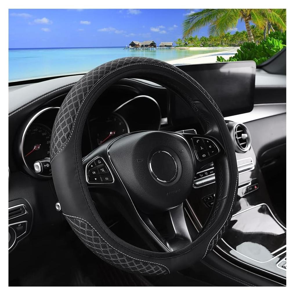 Cubierta de Volante de Coche Zpana 36.83-38.1 cm Cuero Negro