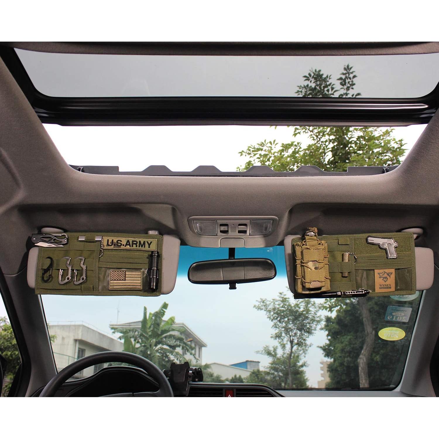 Organizador de Visera de Coche WYNEX Molle Verde Militar 30x16cm