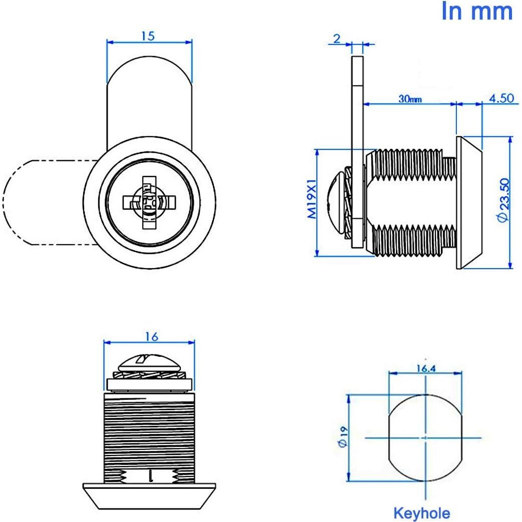 Cerradura de Cajón WOOCH 30mm Cromada con Llave - Paquete de 2