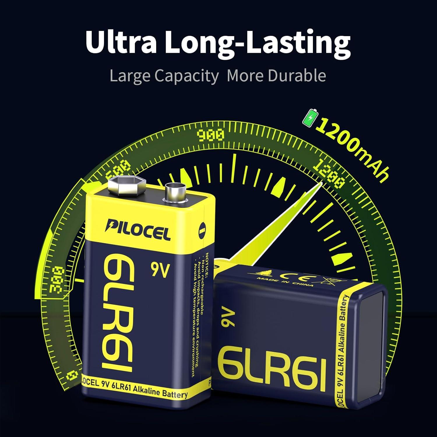 Baterías Alcalinas 9V PILOCEL - Paquete de 2 Unidades