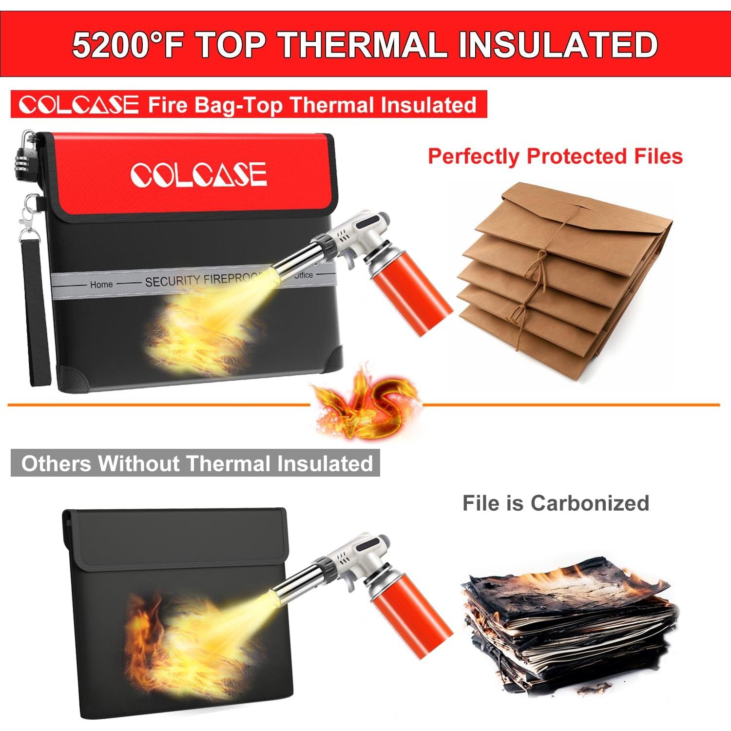 Bolsa Ignífuga COLCASE 5200°F Impermeable con Cerradura 38x27cm