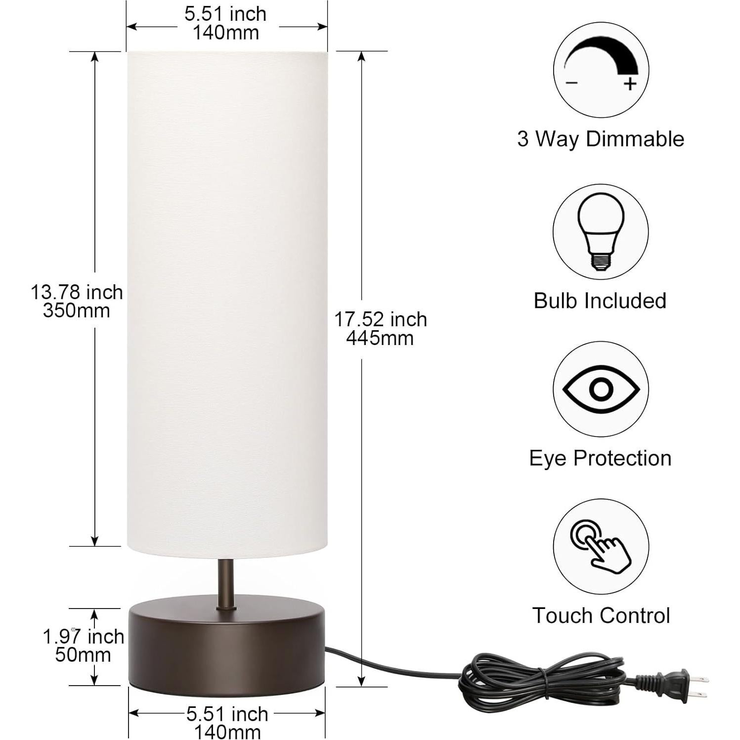 Lámpara de Mesa Táctil Regulable Seaside Village 445mm Beige