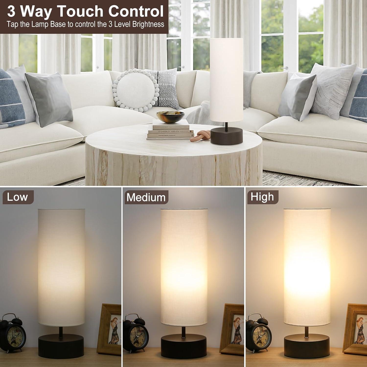 Lámpara de Mesa Táctil Regulable Seaside Village 445mm Beige