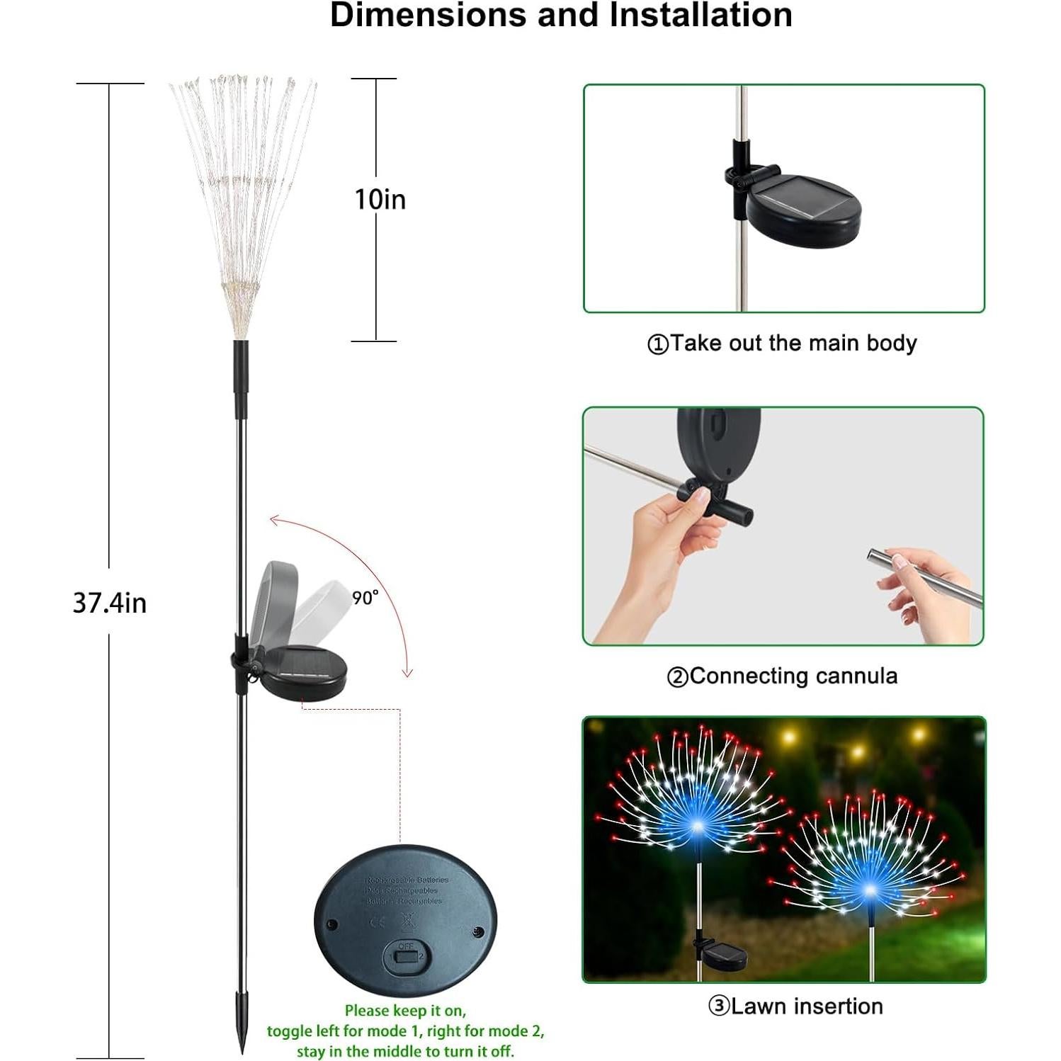 Luces Solares de Jardín Slyuexu 120 LED Multicolor 2 Paquete