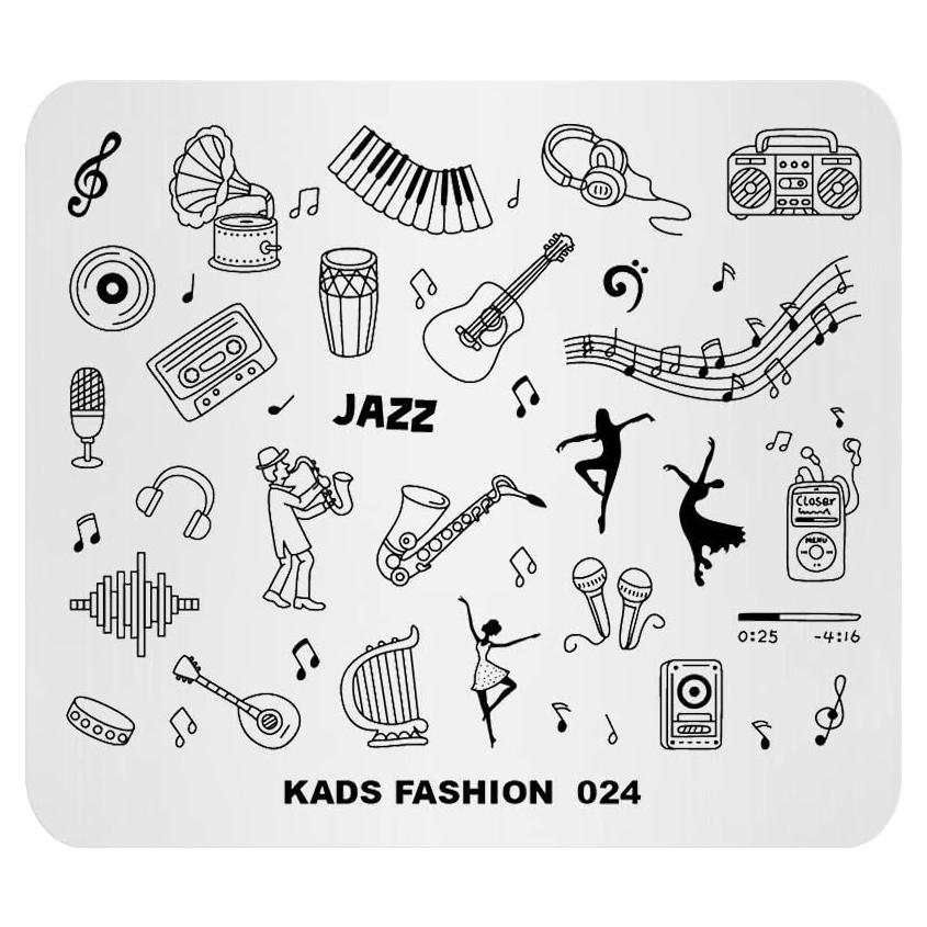 Placa de Estampado de Uñas KADS FA024 Guitarra 8x7cm