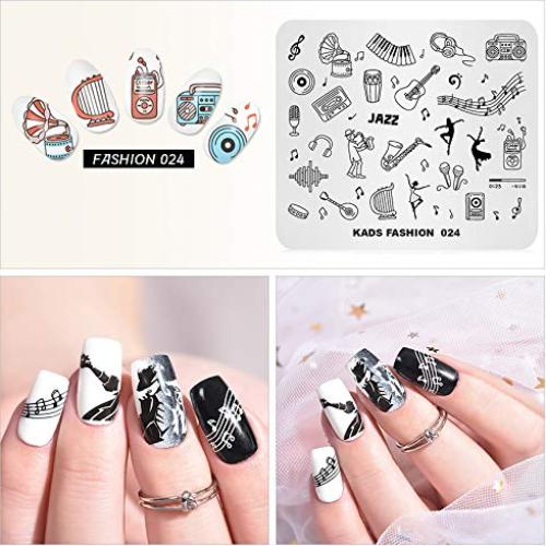 Placa de Estampado de Uñas KADS FA024 Guitarra 8x7cm