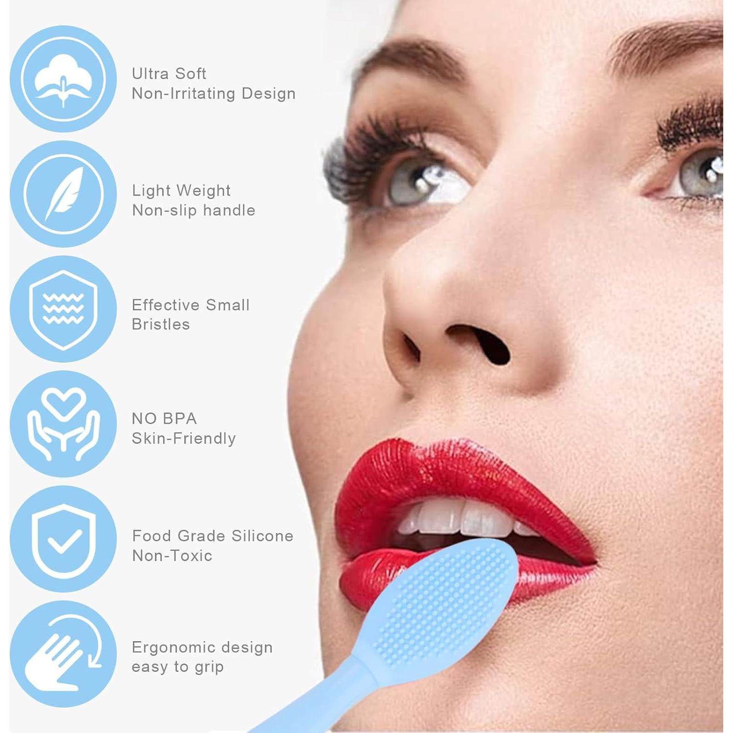 Cepillo Exfoliante de Labios YOUKOOL Doble Cara Silicona Azul 2pcs