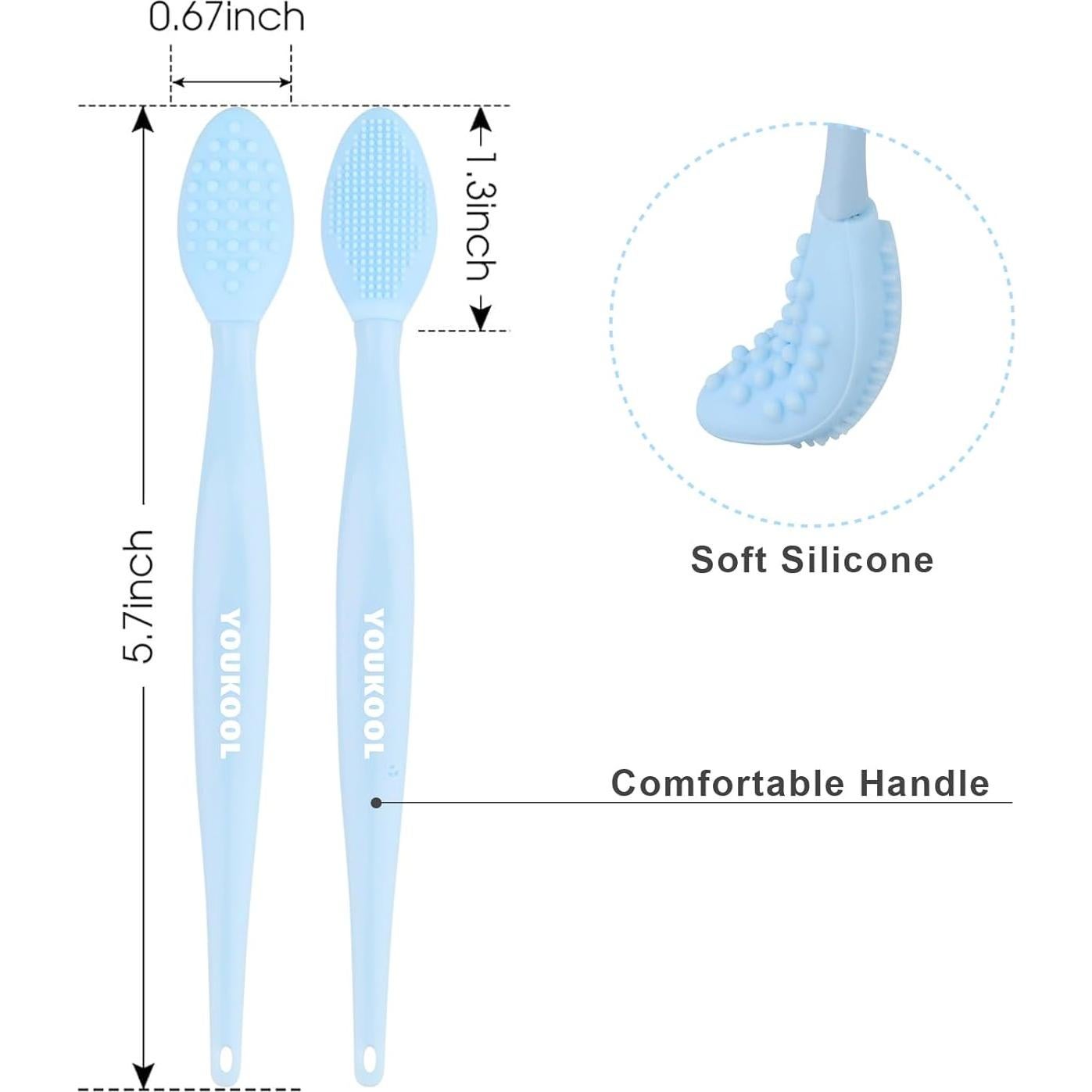 Cepillo Exfoliante de Labios YOUKOOL Doble Cara Silicona Azul 2pcs