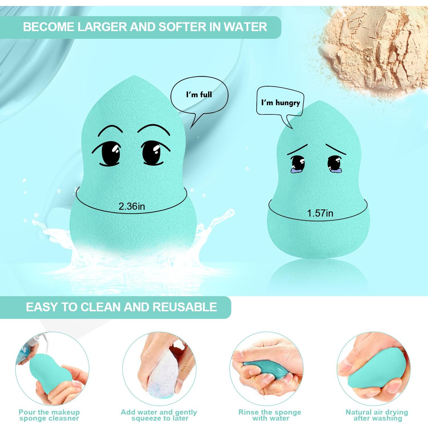 Juego de Esponjas de Maquillaje DUAIU 4 Piezas Aguamarina