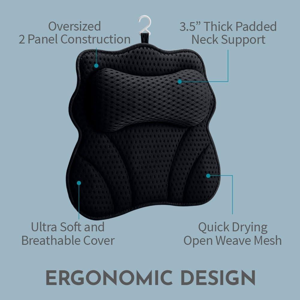 Almohada de Baño Ergonómica WONDERfoam Negra 43.8x41.9 cm