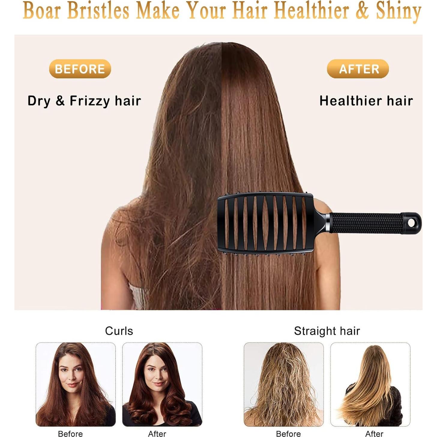 Cepillo Desenredante KTKUDY Cerdas de Jabalí Negro 25.1cm