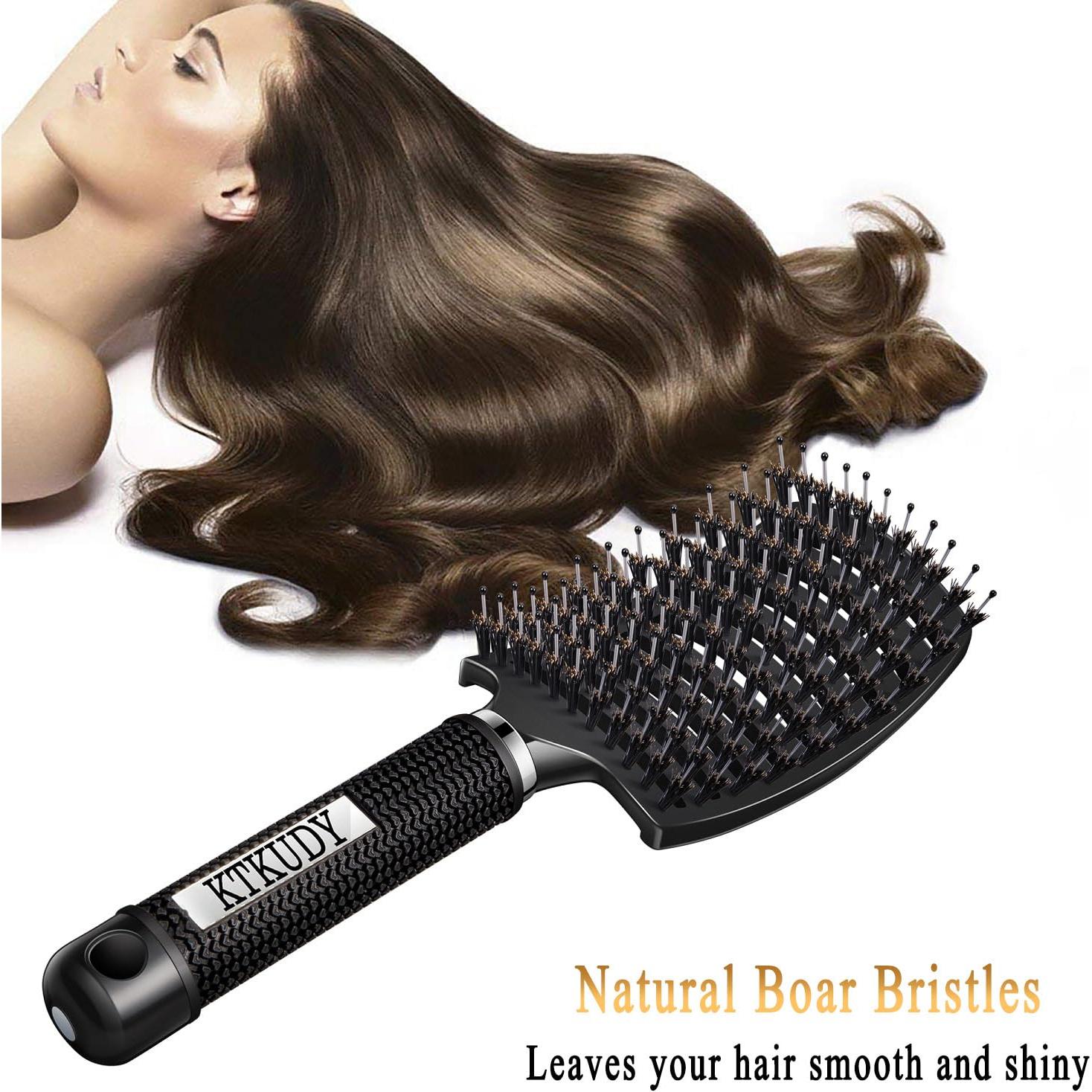 Cepillo Desenredante KTKUDY Cerdas de Jabalí Negro 25.1cm