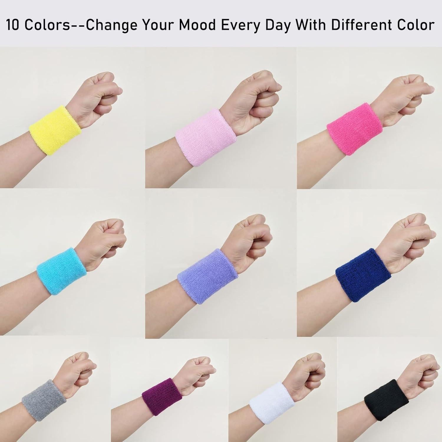 10 Pares de Bandas de Sudor Magicorange para Muñecas - Algodón Absorbente