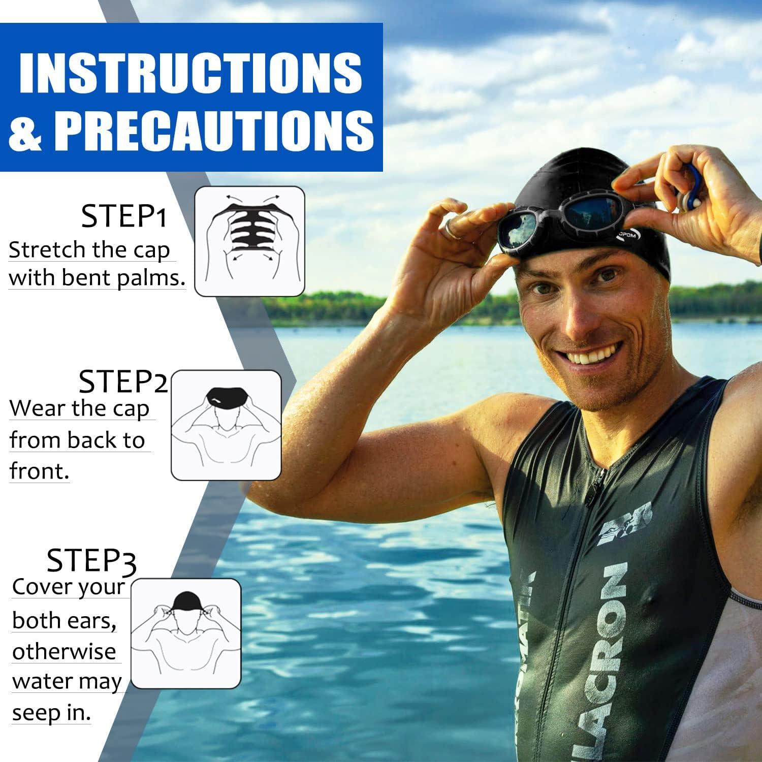 Gorro de natación de silicona OPOM unisex para cabello largo