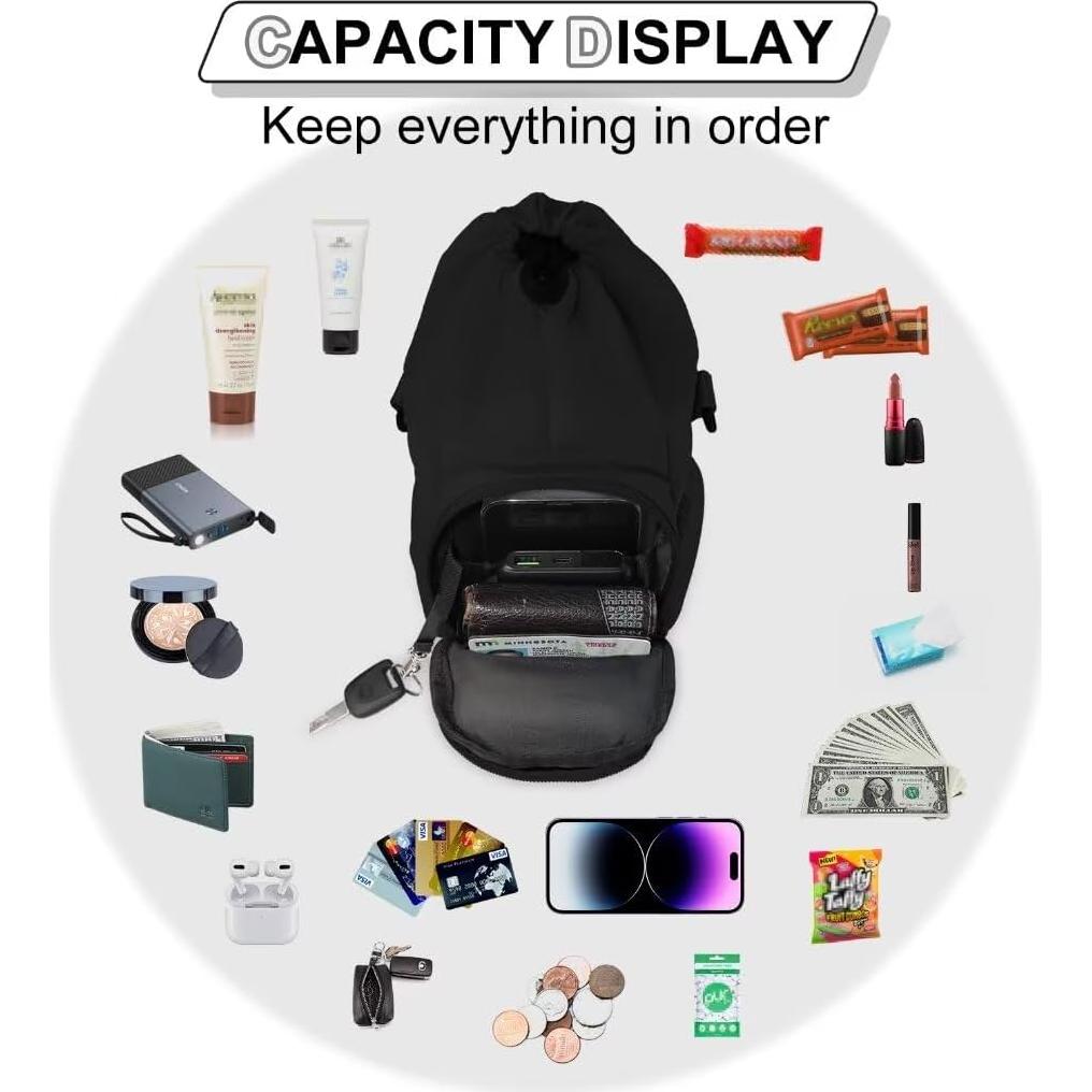 Water Bottle Holder with Strap, 4 Big Pockets with Compartment, 24oz/32oz/40oz Crossbody Water Bottle Carrier Bag