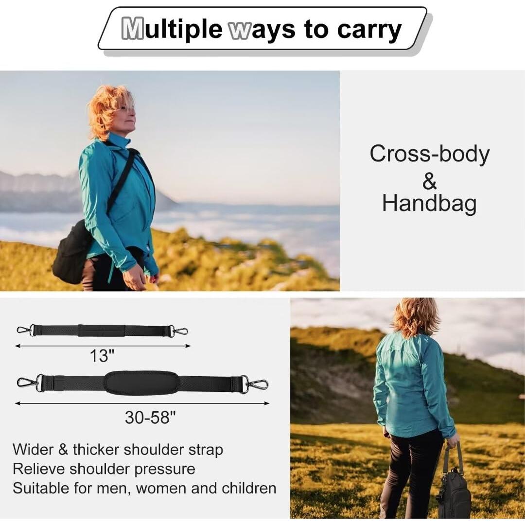 Water Bottle Holder with Strap, 4 Big Pockets with Compartment, 24oz/32oz/40oz Crossbody Water Bottle Carrier Bag