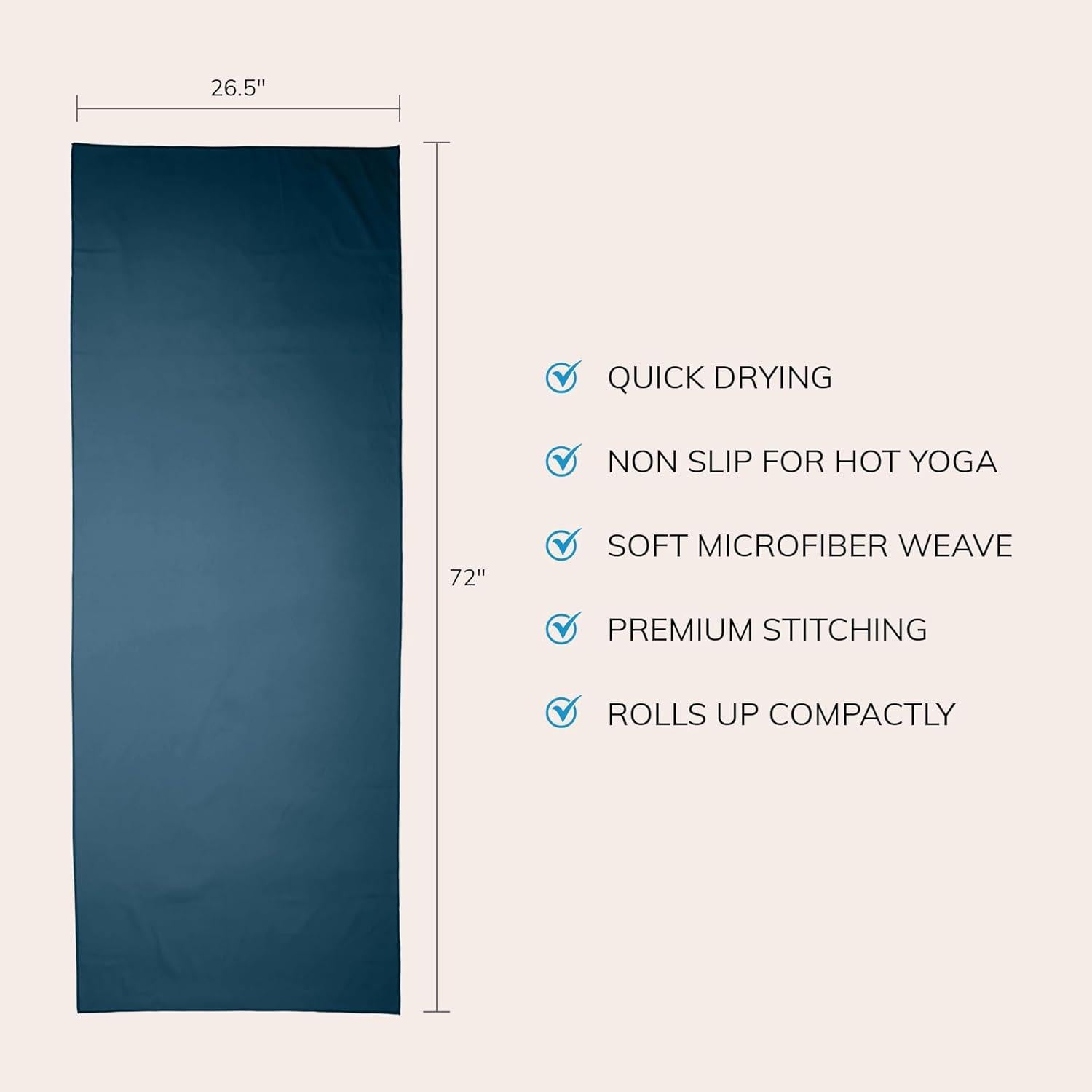 Toalla de Yoga Antideslizante Fittest Pro 182x67 cm Azul