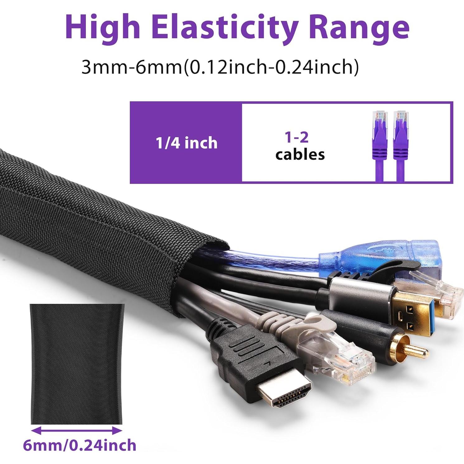 Manga de Gestión de Cables YCLYC 2.5m - 0.6cm Flexible Negra