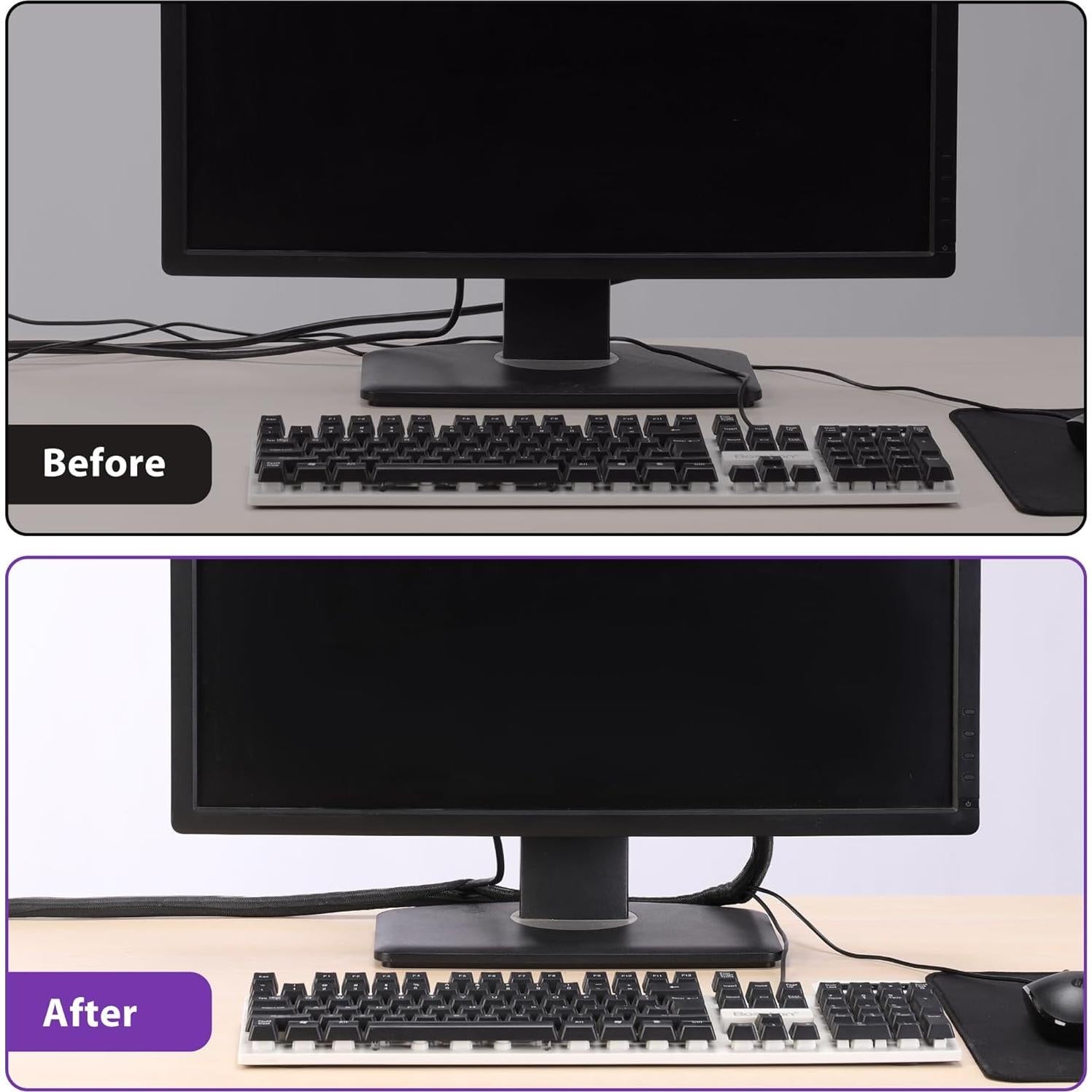 Manga de Gestión de Cables YCLYC 2.5m - 0.6cm Flexible Negra