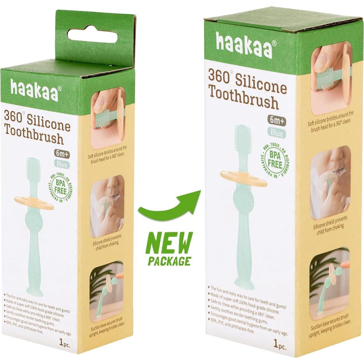 Cepillo de Dientes 360° Haakaa para Bebés Azul - Silicona