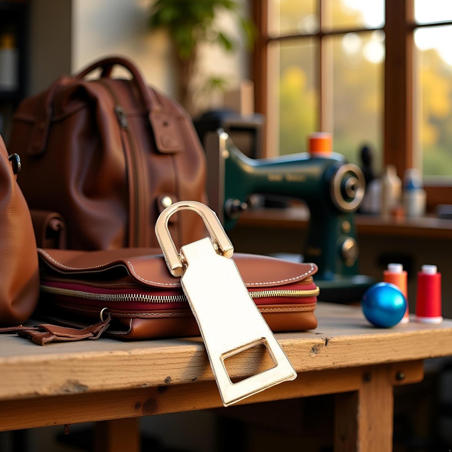 Zipper Pull Replacement Kit, Pull Replacement Repair, Zipper Slider Tab for Luggage Backpack Jacket Suitcase Coat Sewing Notions and Supplies (Gold)