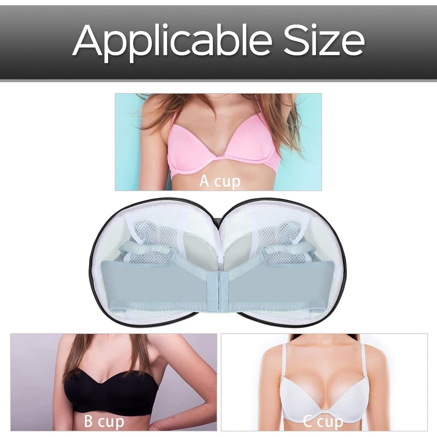 6 Bolsas de Lavado de Sujetadores Shappy con Cremallera - Negro