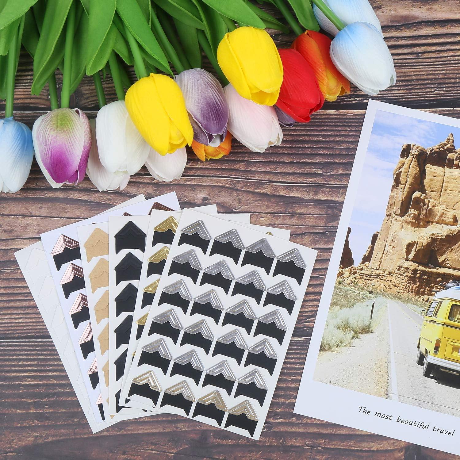 Esquinas Autoadhesivas para Fotos DERAYEE - 288 Piezas 6 Colores