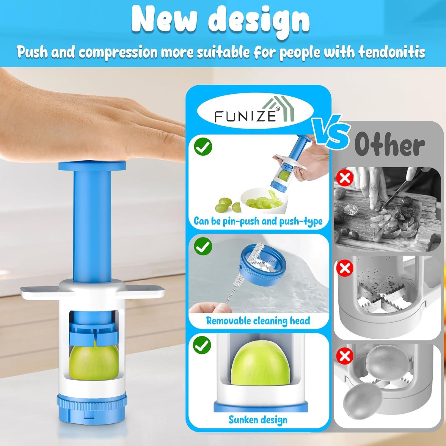 Cortador de Uvas FUNIZE para Niños - Cuchilla Cruzada Azul