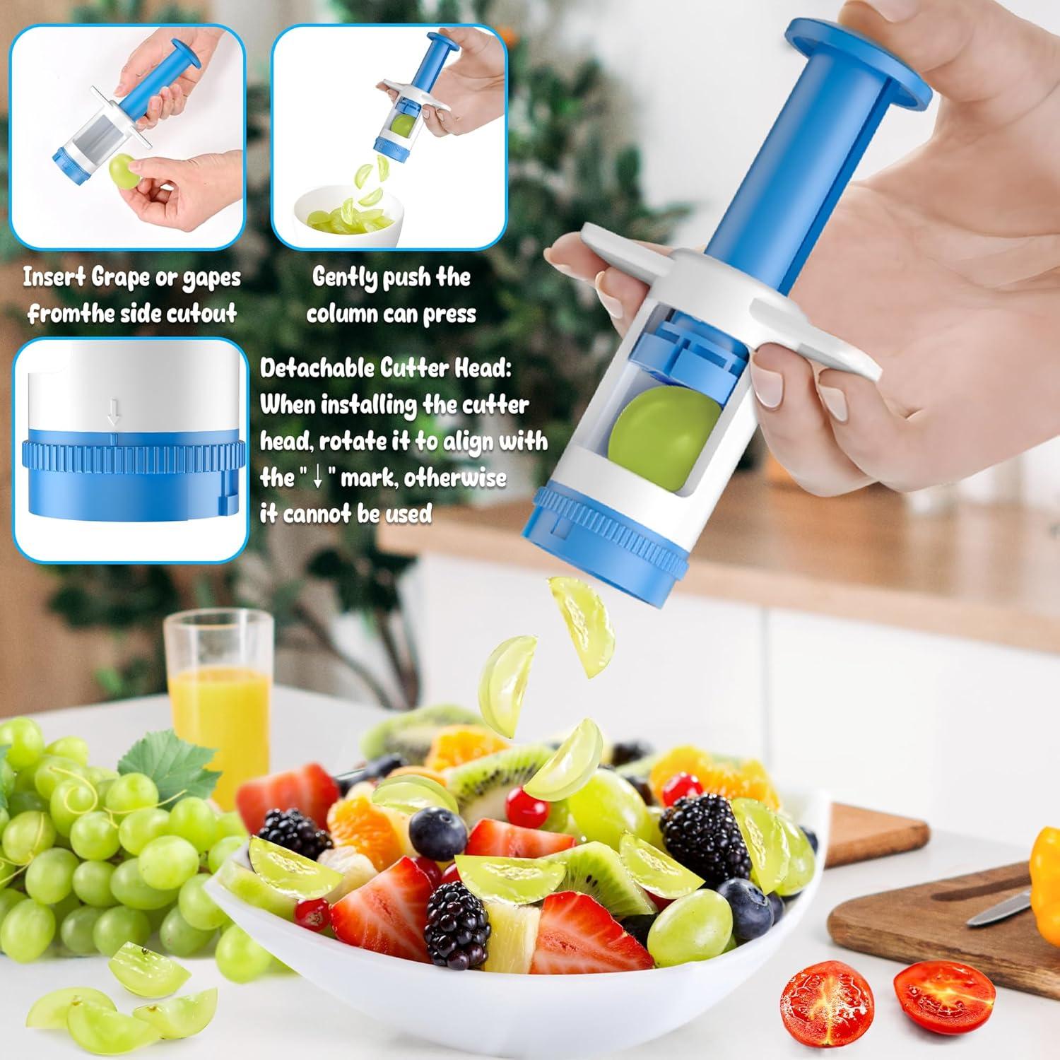 Cortador de Uvas FUNIZE para Niños - Cuchilla Cruzada Azul