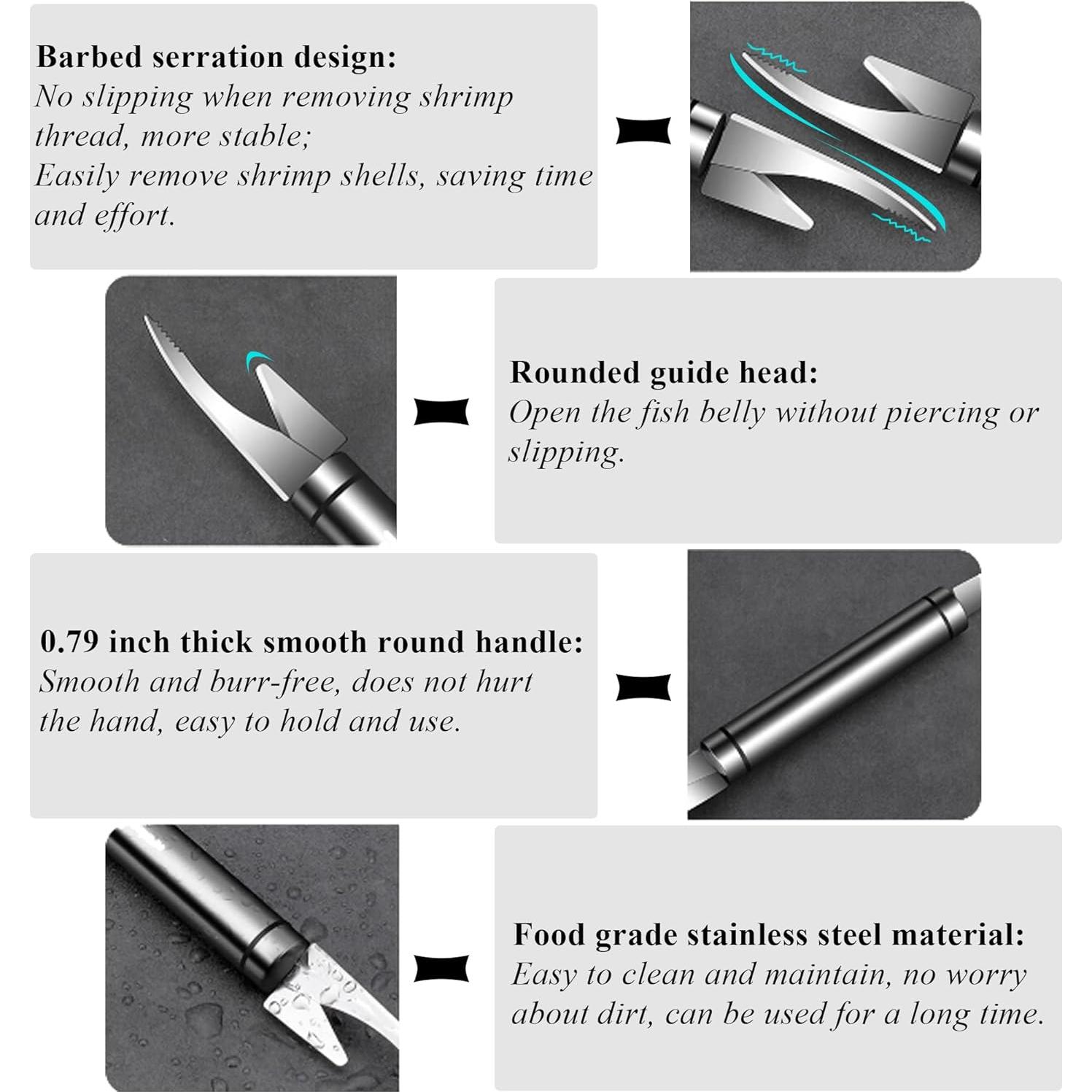 Herramienta Desvenar Camarones 2 en 1 LXLVOUEG Acero Inoxidable
