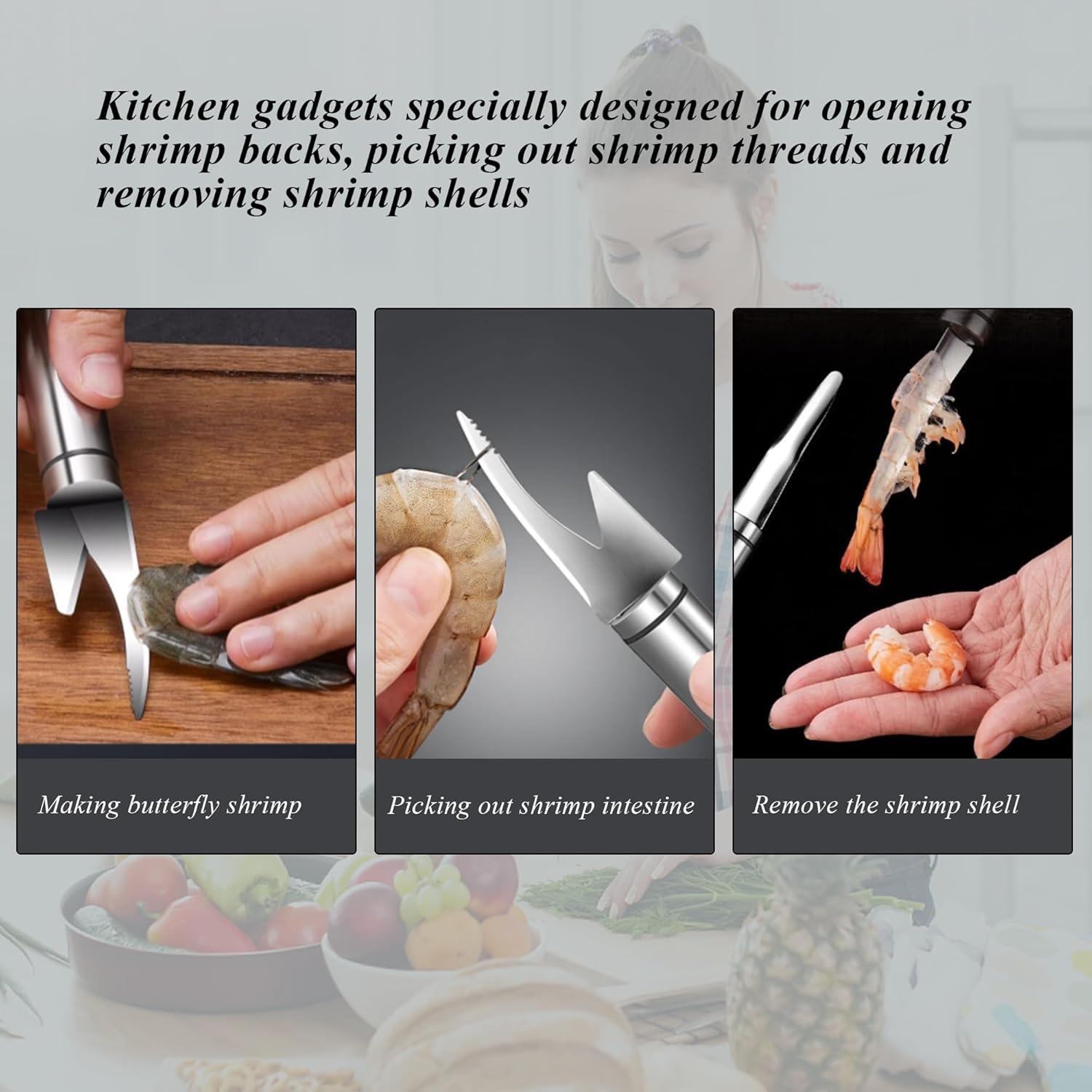 Herramienta Desvenar Camarones 2 en 1 LXLVOUEG Acero Inoxidable