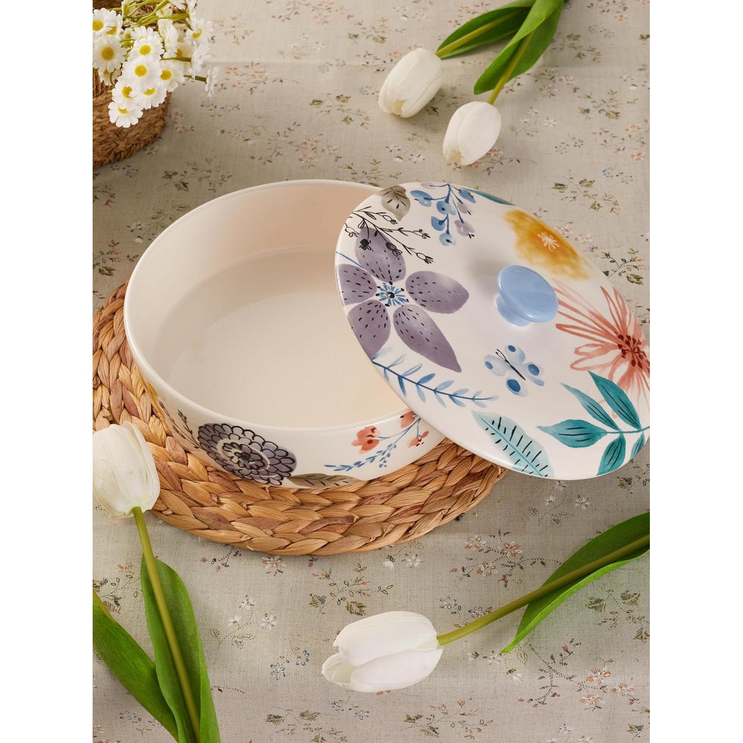 Calentador de Tortillas Cerámico Bico Sinfonía Flores 22.6 cm