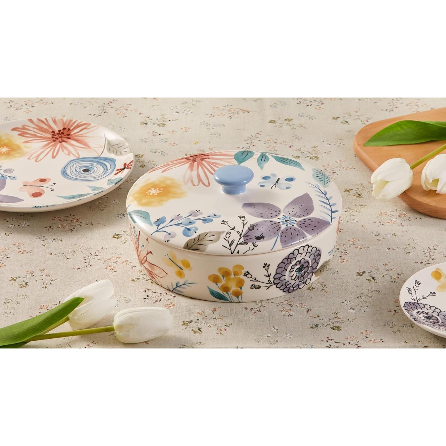 Calentador de Tortillas Cerámico Bico Sinfonía Flores 22.6 cm