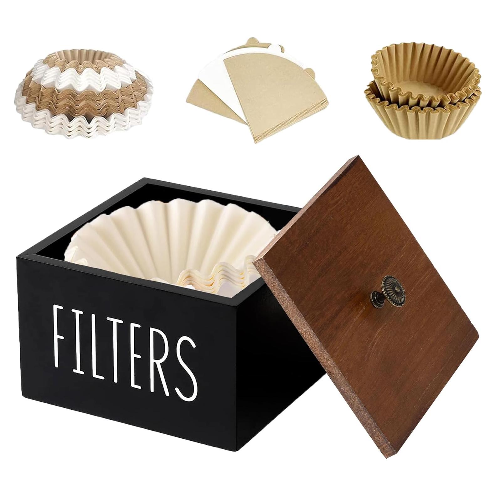 Soporte para Filtros de Café ESEHGS de Madera con Tapa - Estilo Rústico