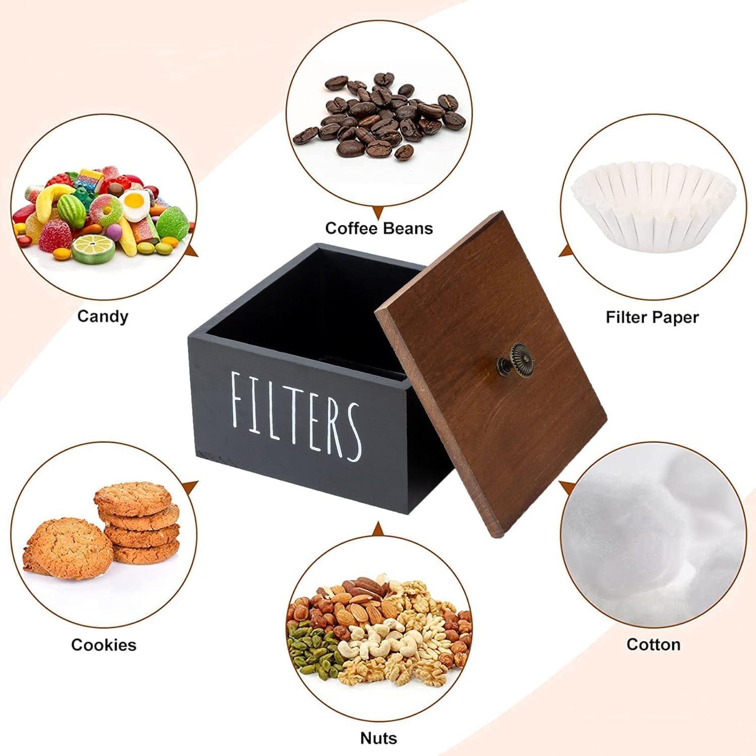 Soporte para Filtros de Café ESEHGS de Madera con Tapa - Estilo Rústico