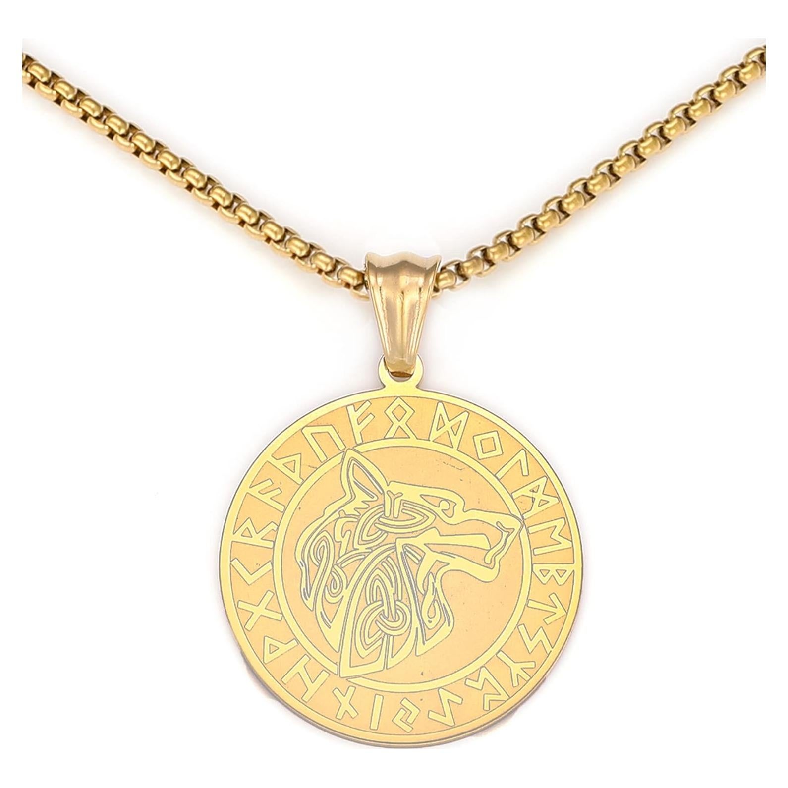 Collar Vikingo Lobo Fenrir Acero Inoxidable 30mm 60cm