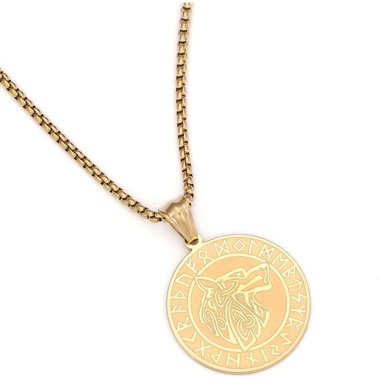 Collar Vikingo Lobo Fenrir Acero Inoxidable 30mm 60cm