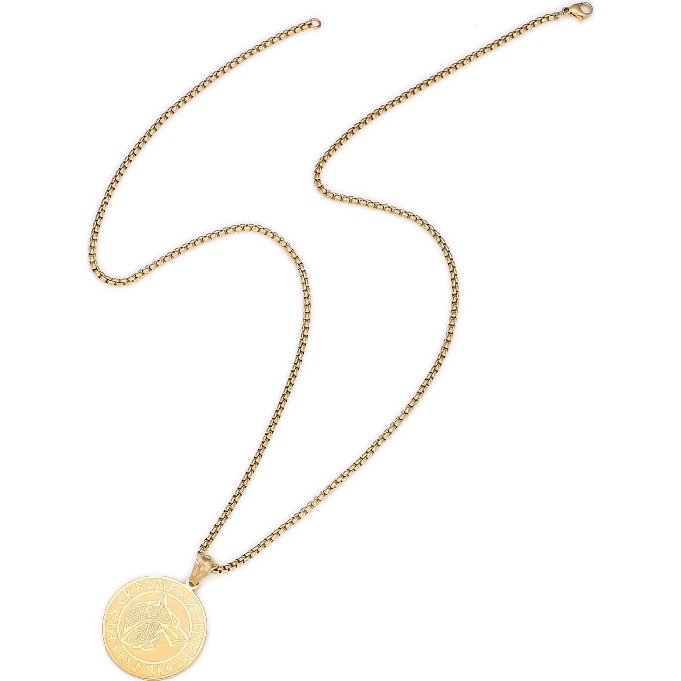 Collar Vikingo Lobo Fenrir Acero Inoxidable 30mm 60cm